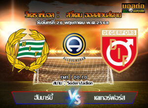 วิเคราะห์บอล สวีเดน : ฮัมมาร์บี้ -vs- เดเกอร์ฟอร์ส (26/05/68)