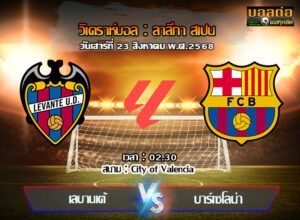 วิเคราะห์บอล ลา ลีกา : เลบานเต้ -vs- บาร์เซโลน่า (23/08/68)